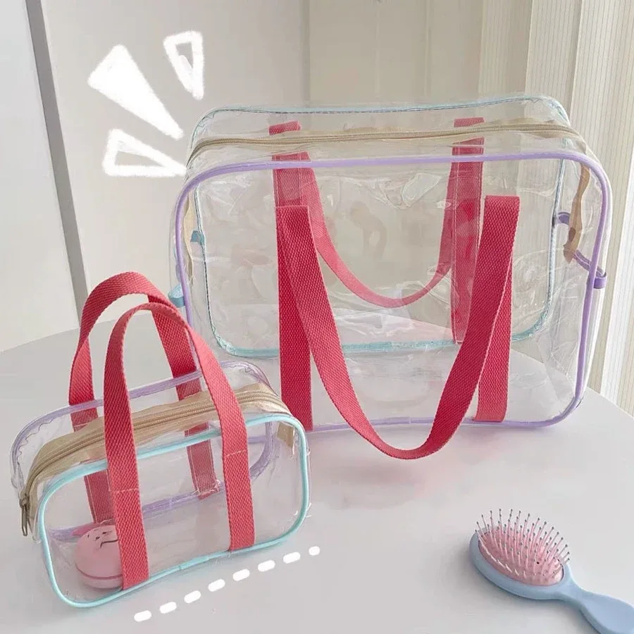 sac de rangement de cosmétiques de voyage transparent et étanche, sac à main de voyage de plage, trousse de toilette, organisateur, 1 à 2 pièces