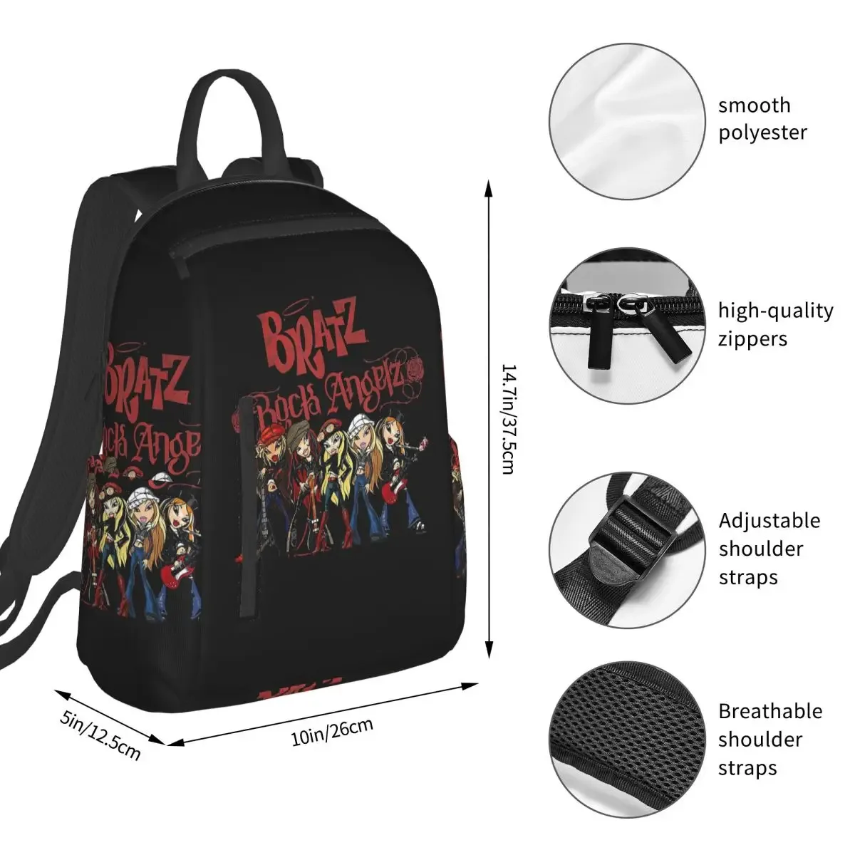 sac à dos bratz rock angelz group shot, sac à livres pour étudiants, sac d'école pour enfants, sacs à bandoulière pour ordinateur portable, garçons et filles