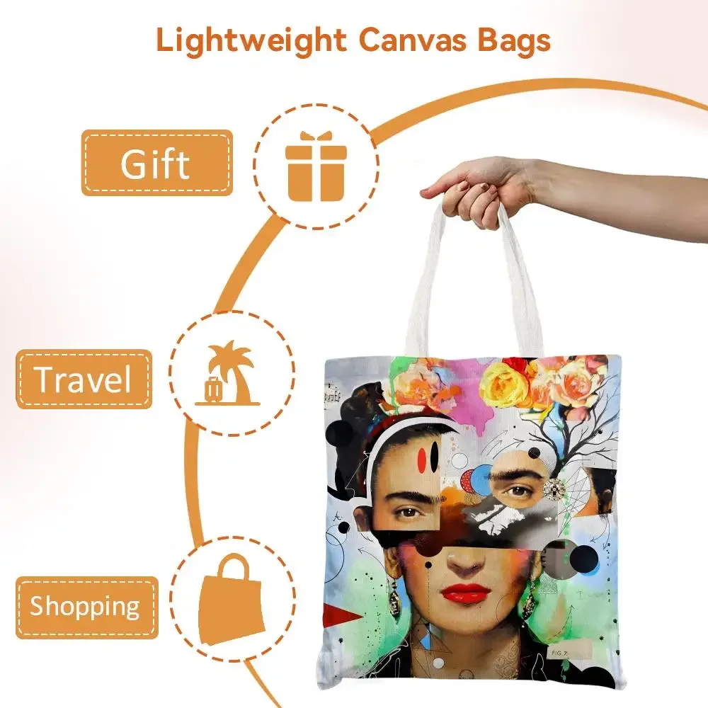 sacs de rangement pour l'art, sac fourre-tout en toile imprimé double face, sac à main à bandoulière grande capacité pour femme, tendance