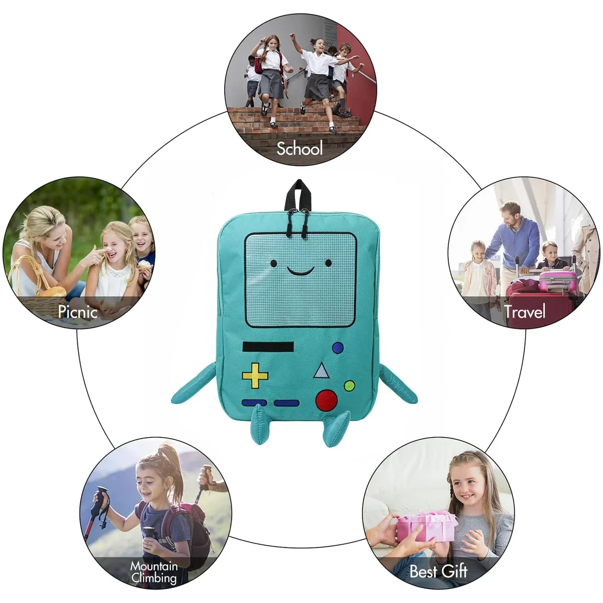 sac à dos en toile 3d robot dessin animé grande capacité 14 pouces kawaii unisexe pour étudiant avec panneau dorsal respirant