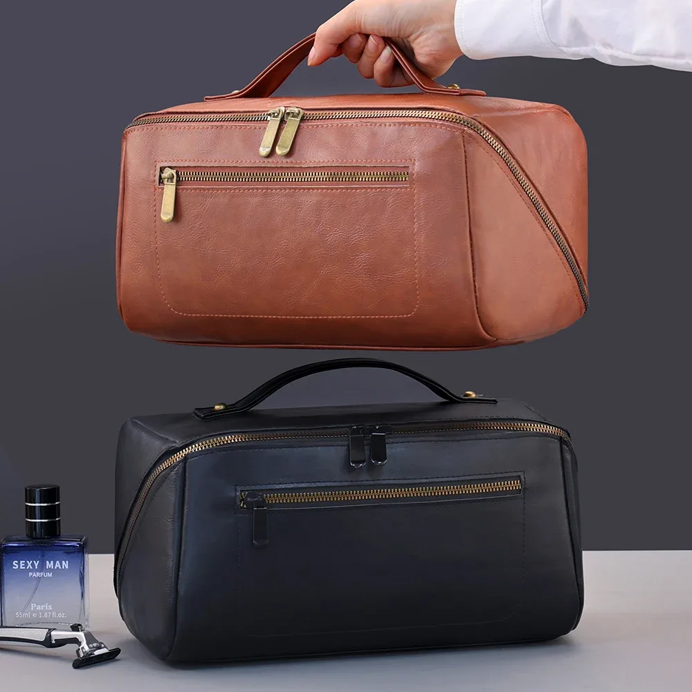Trousse de Toilette Homme Luxe Premium Imperméable Grande Capacité Portable pour Voyage et Maquillage