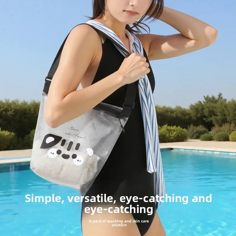 sac de plage de natation en plein air, étanche, séparation sèche et humide, sac de rangement de grande capacité, sac à bandoulière simple pour articles de toilette de plage