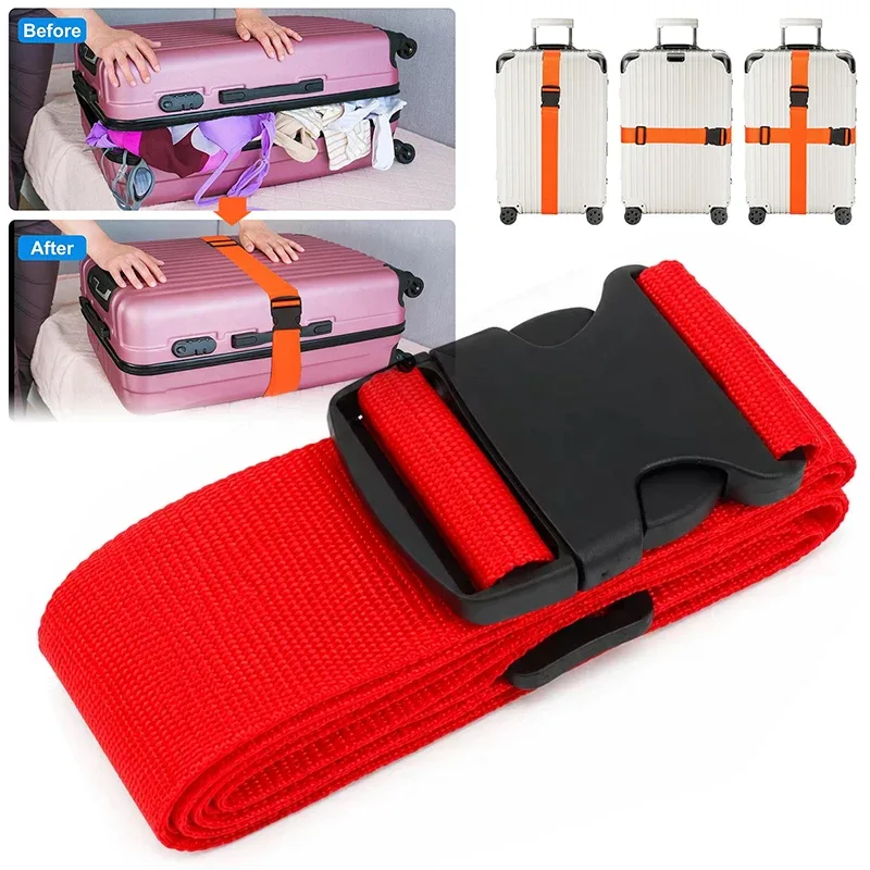 nouvelle sangle de bagage réglable de 2 m, ceinture croisée pour l'emballage, sangle de voyage en nylon avec boucle de verrouillage, ceintures pour bagages, accessoires pour sacs de camping