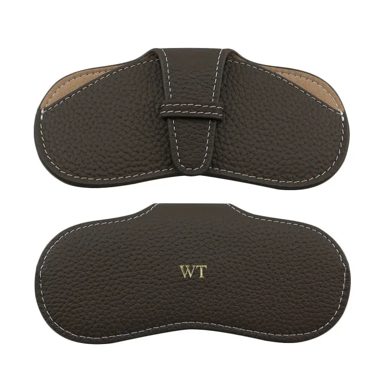 étui à lunettes en cuir véritable personnalisé, sac à lunettes portable pour myopie, sac de rangement pour lunettes de soleil, housse de protection simple, mode gratuite