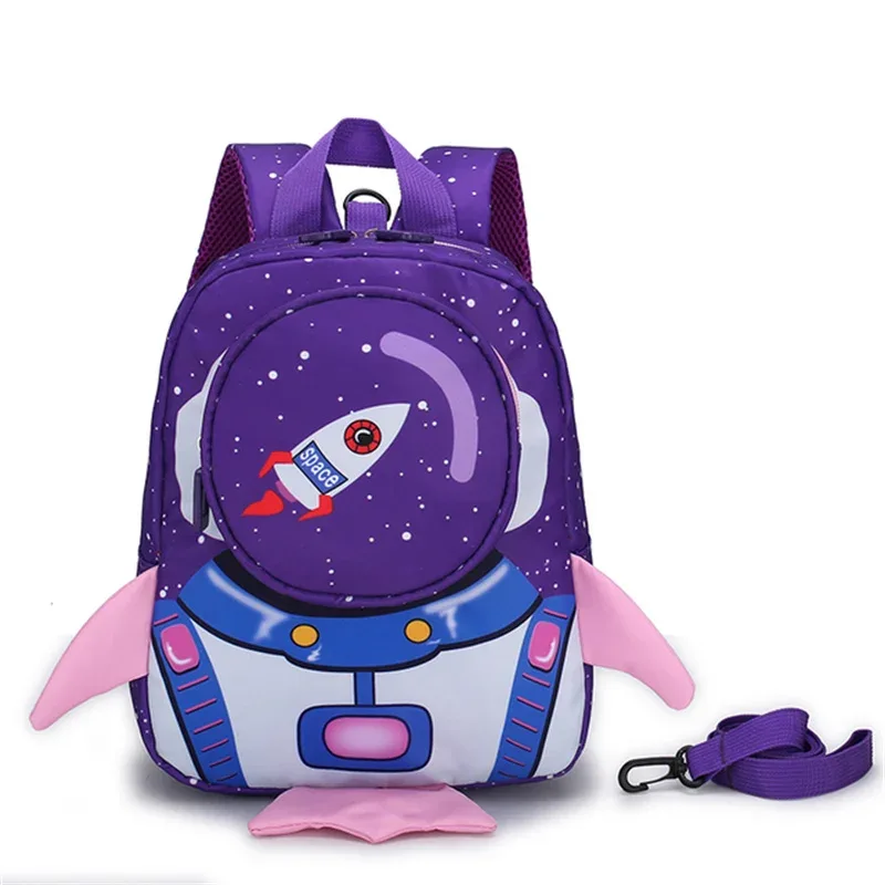 enfants dessin animé fusée sac à dos maternelle anti-perte cartable enfant sacs d'école préscolaire bébé enfant en bas âge sac avec corde de traction