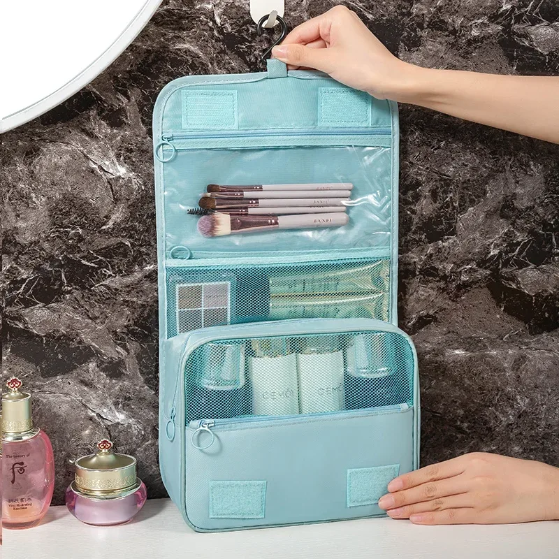 sac de lavage à crochet de voyage multifonctionnel, sac de rangement de cosmétiques