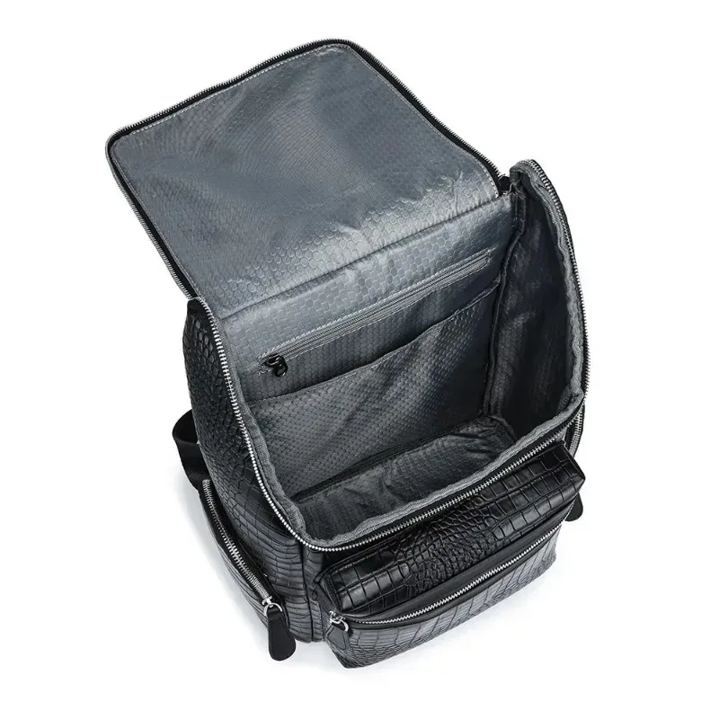 sac à dos de luxe pour homme, sacoche d'affaires pour ordinateur portable, sac à dos de voyage en cuir d'alligator tendance, grande capacité, cartable pour homme