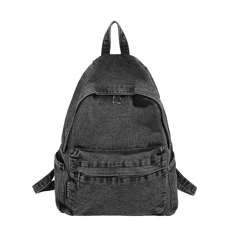 sacs à dos en jean solide pour femmes et unisexe, sacs de loisirs ou de voyage en toile lavée, sacs d'école 100% coton, sacs à bandoulière style preppy pour femmes