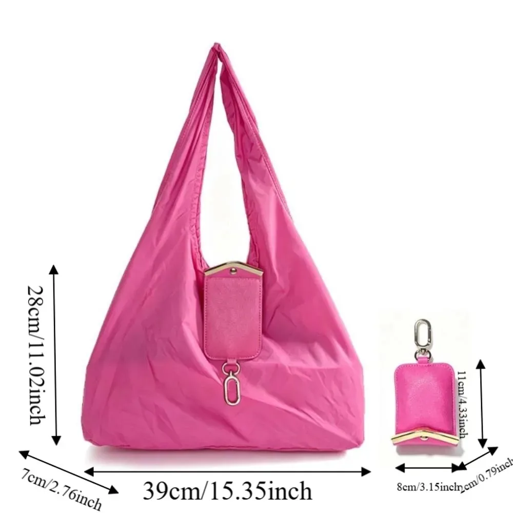 sac fourre-tout à porte-clés de couleur unie, sac de courses pliable résistant aux déchirures, étui en simili cuir ultra léger