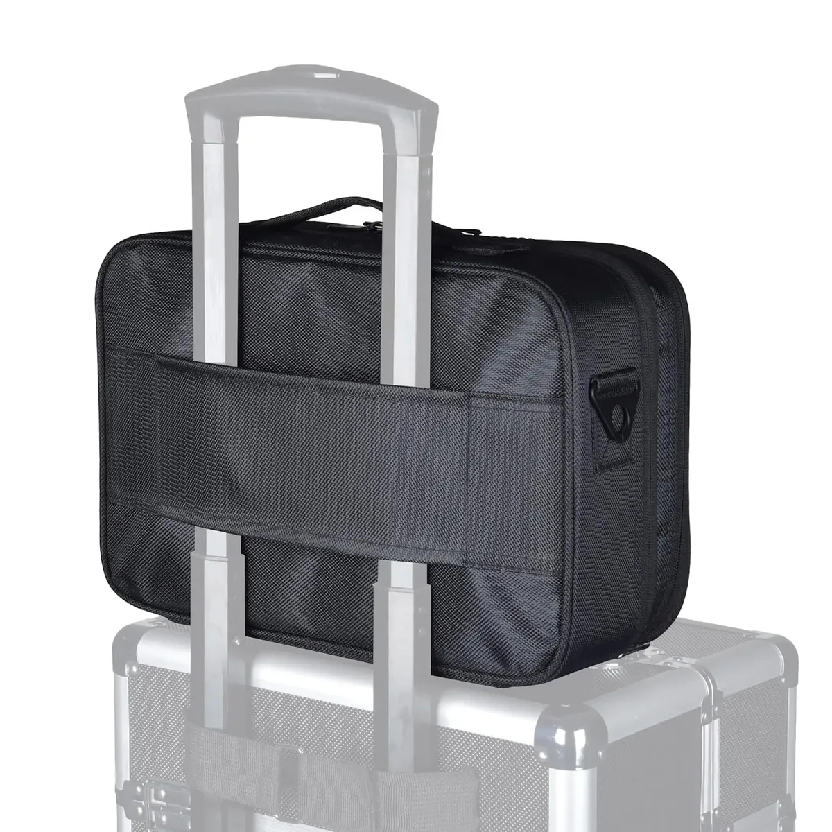 trousse de maquillage de voyage de grande capacité, forêt d'artiste portable avec séparateurs réglables et bandoulière pour articles de toilette et bijoux