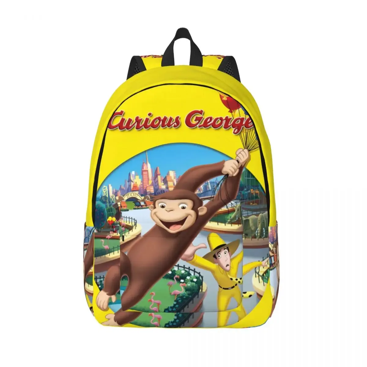 curious george monkey cartoon sac à dos pour hommes et femmes, décontracté, étudiant, travail, sac à dos, série tv, ordinateur portable, initié, extérieur