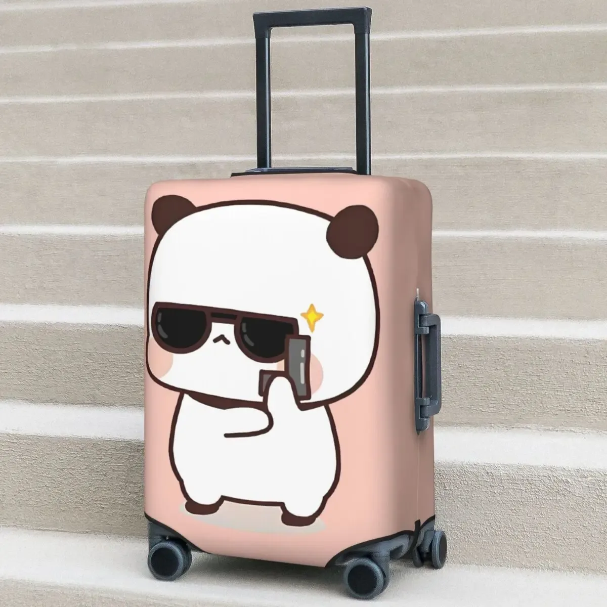 housse de valise peach and goma bubu dudu, motif ours mignon, pour voyage en avion, protection pratique pour bagages