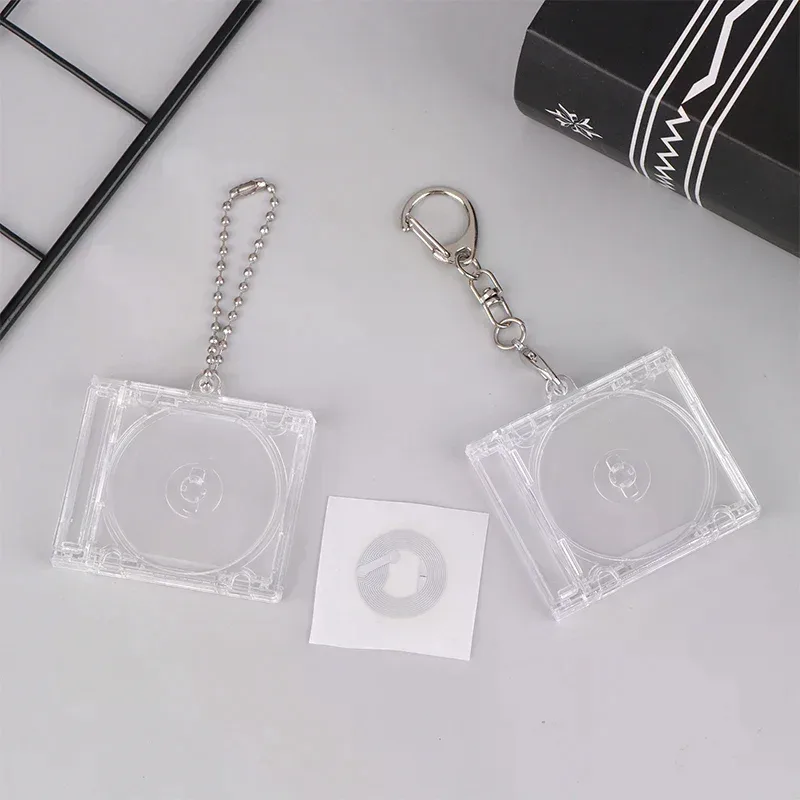 1 porte-clés mini-album cd vierge pour décoration de sac à dos diy, pendentif porte-clés