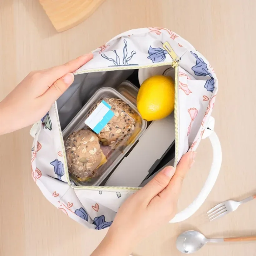 sac de boîte à déjeuner isolé étanche, fourre-tout multi-poches, sac de rangement des aliments imprimé léopard/arc pour le travail et l'école