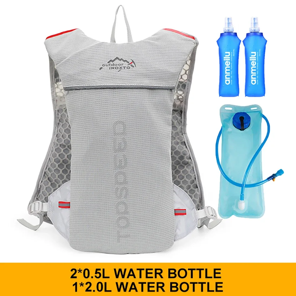 sac à dos ultraléger pour hommes, 5l, pour course en plein air, gilet d'hydratation, jogging, respirant, pour marathon, vélo, bouteille d'eau, 500ml