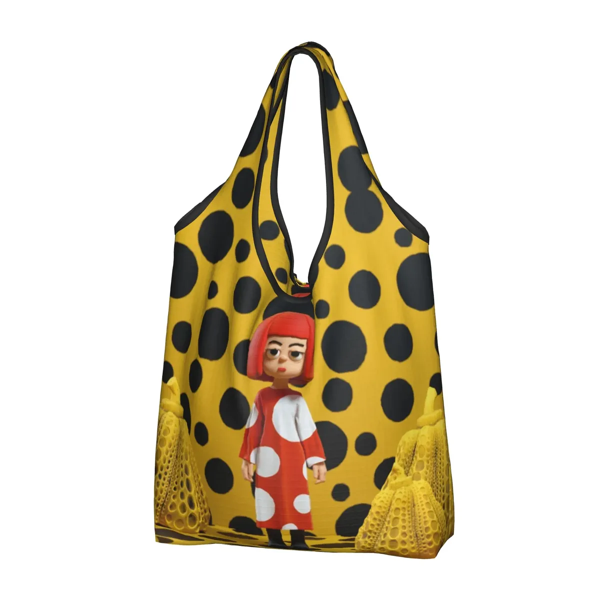 sac de courses abstrait yayoi kusama, sac fourre-tout mignon à bandoulière, grande capacité, sac à main portable à pois