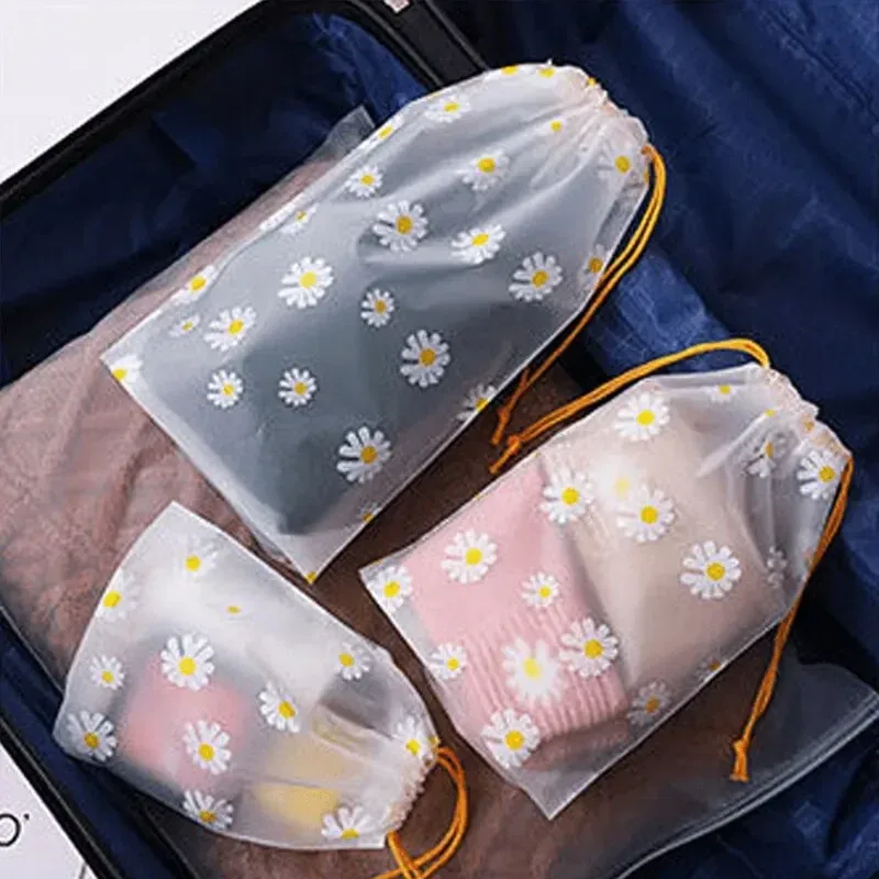 sac de rangement transparent imperméable à cordon en plastique pour cosmétiques, serviettes et chaussettes, idéal pour la salle de bain et la plage - lot de 10