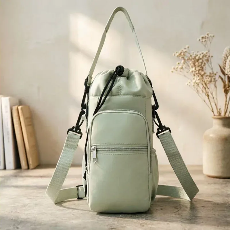 sac à bouteille d'eau portable avec sangle réglable, tasses thermiques, housse de protection isolée, poche pour téléphone, sac de voyage pour sports de plein air