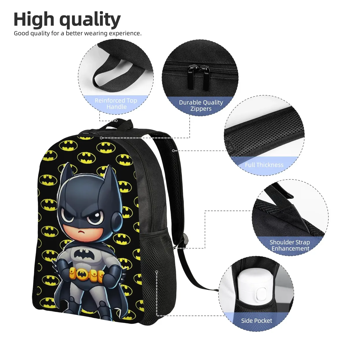 sac à dos de dessin animé b-batmans, sacs à dos fantaisie imprimés en 3d, sacs à dos pour étudiants, sacs à dos de cyclisme, sacs à dos de lycée, sacs à dos de créateur