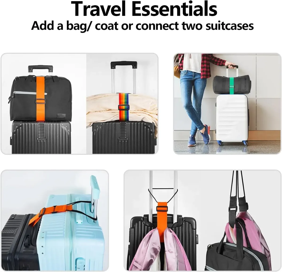 sangle élastique réglable pour bagages, 1/2 pièces, ceintures de sécurité pour valises, accessoires de voyage