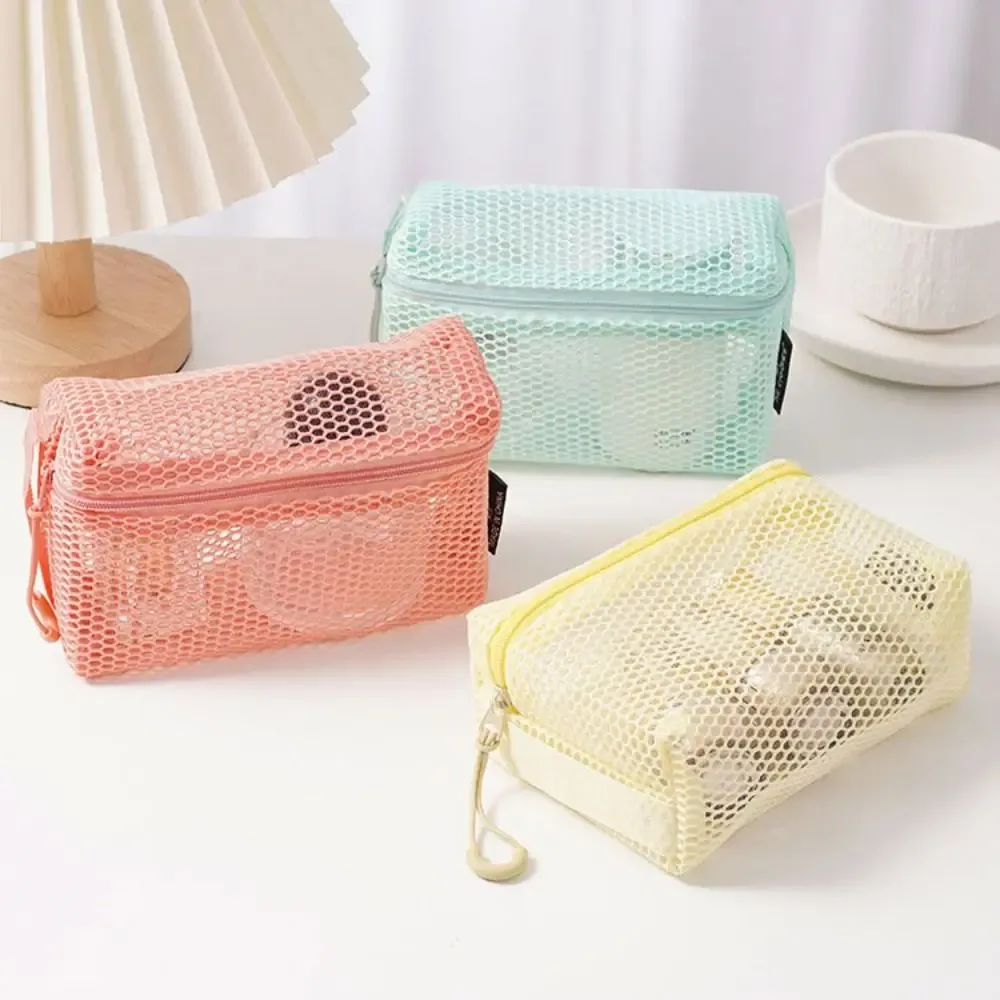 Pochette de rangement en Nylon décontractée, à main avec fermeture éclair, sac à cosmétiques, pochette de voyage en maille polyvalente