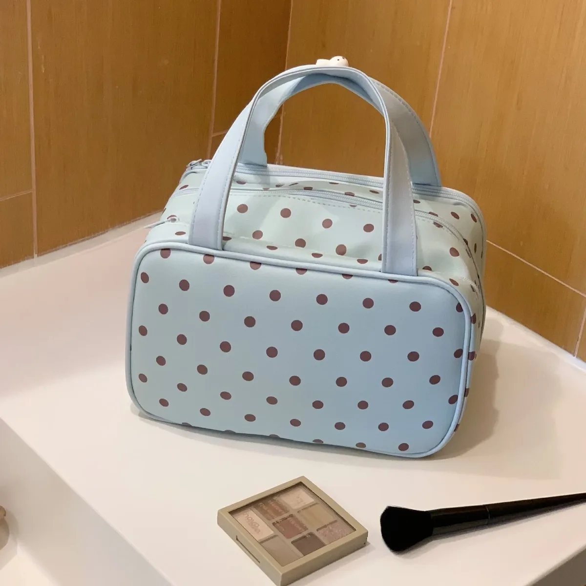 nouvelle trousse de rangement cosmétique portable à trois compartiments, grande capacité, trousse de toilette de voyage, trousse à maquillage à main pour femmes