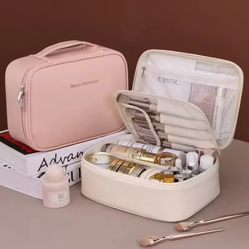 sac à cosmétiques pour femmes à double couche et grande capacité, sac à maquillage de luxe, organiseur de cosmétiques, accessoires de voyage, sac à cosmétiques pour femmes