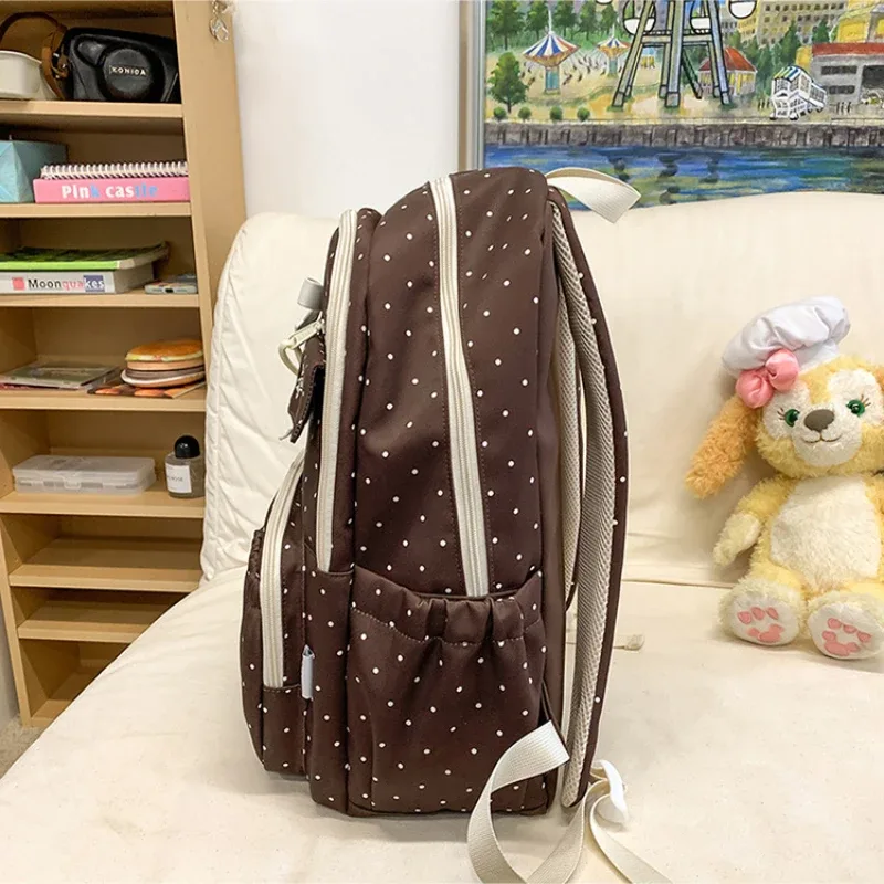 sac à dos coréen à pois grande capacité, décontracté, pour voyage, ordinateur portable, école, université, sac à livres simple pour étudiant