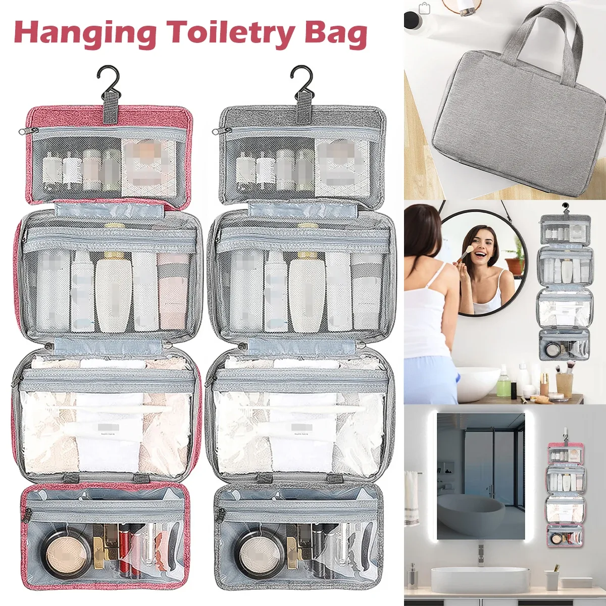 trousse de toilette suspendue, trousse de maquillage de voyage, trousse à cosmétiques portable, étanche, grande capacité, organisateur de voyage pour hommes et femmes