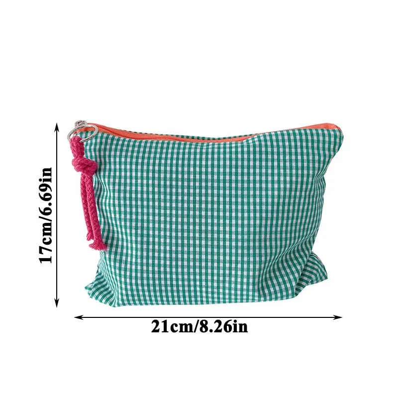 sac de maquillage à carreaux pour femmes et filles, grande capacité, sac cosmétique en coton, simple, portable, sac de rangement, pochette, sac de voyage, pochette de maquillage