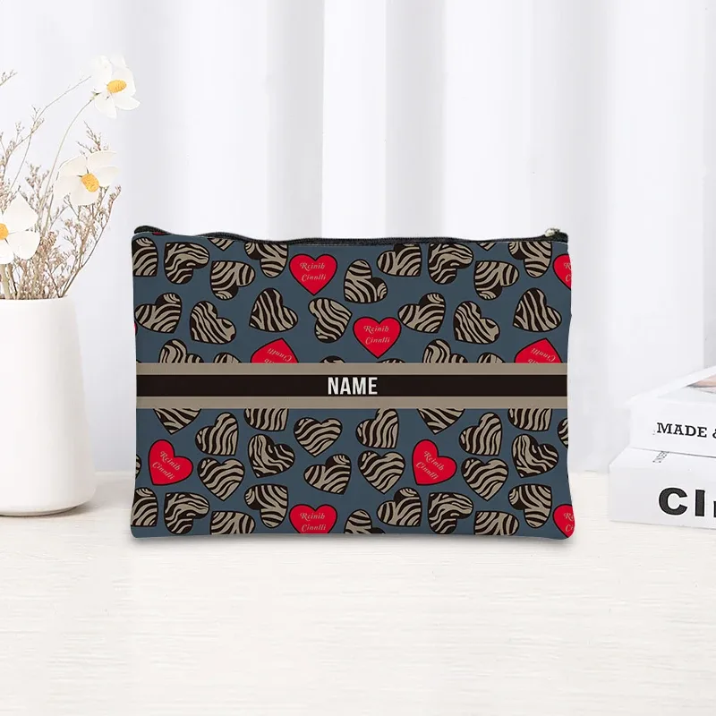 trousse de maquillage à motif léopard et tigre, trousse de toilette cosmétique essentielle pour les voyages, cadeau d'anniversaire ou de vacances avec nom personnalisé, trousse de maquillage