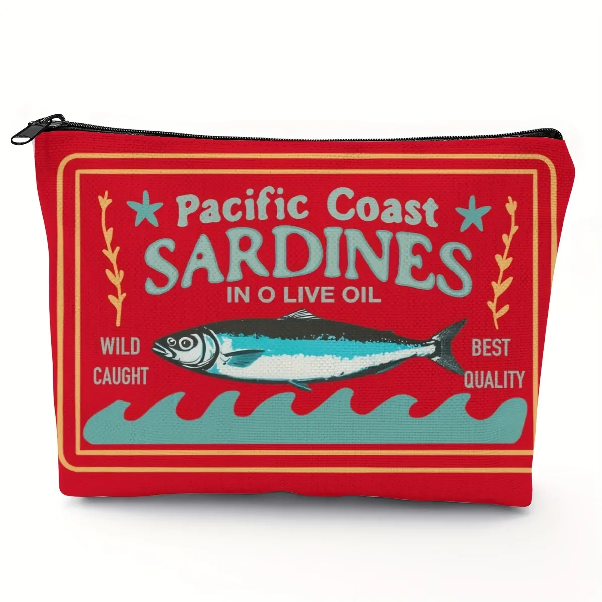 trousse de maquillage unisexe légère et durable – design vintage sardines olive oil