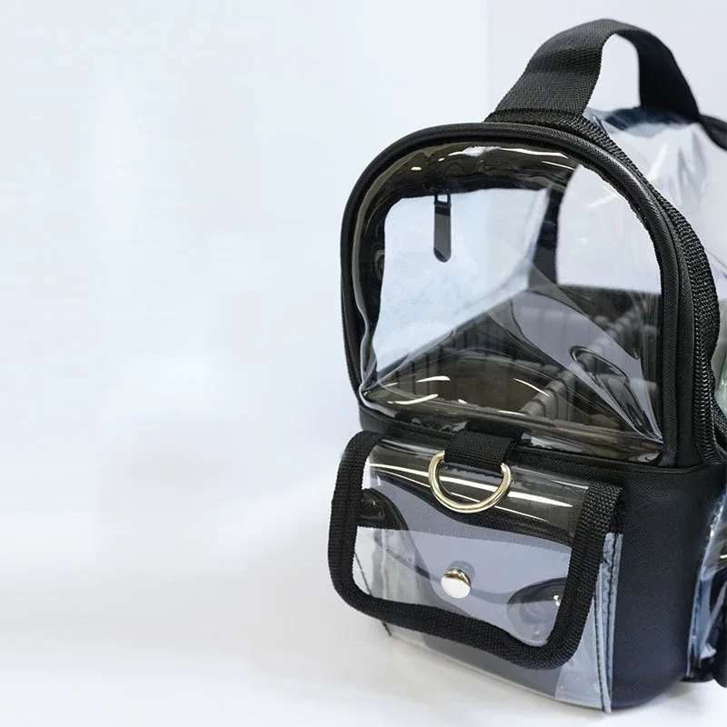 sac fourre-tout noir transparent en pvc multi-poches, approuvé pour les stades, sacs à maquillage transparents à bandoulière, sacs de voyage portables pour femmes, sac à main pour soins de la peau