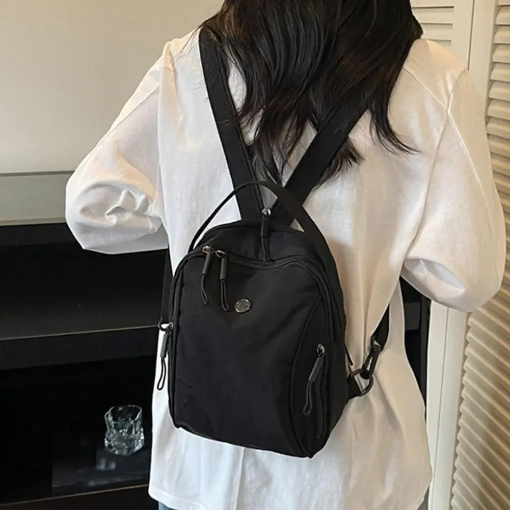 sac à dos en nylon froissé pour femmes, petit sac à bandoulière imperméable, léger, multi-poches, sac de voyage à bandoulière pour dames