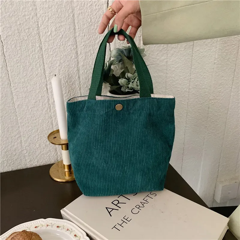 petit sac fourre-tout en velours côtelé de style coréen pour femmes et filles, mini sacs à main, sacs à lunch, shopping, grill, poudres à main, mignon