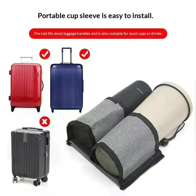 support de tasse pour bagages de voyage, durable, mains libres, pour valise, porte-boissons, pour tasses de lait, thé, café, compatible avec toutes les poignées de valise