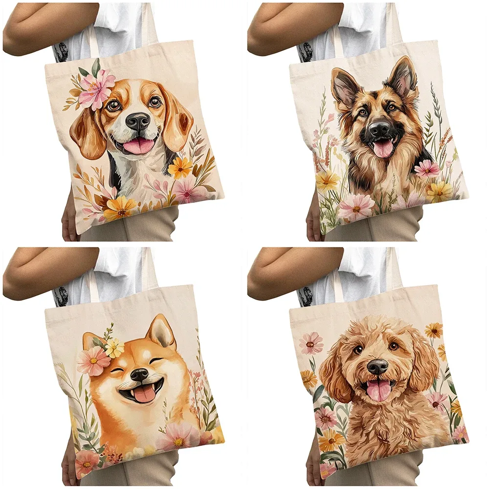 sac à main pour femme avec motif de chien mignon (corgi, golden retriever, pug), sac de shopping grande capacité, sac à bandoulière pour enfant