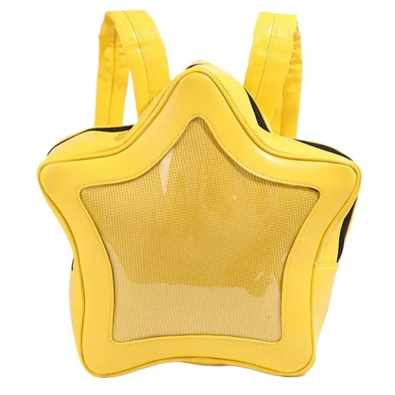 sac à dos pentagramme jaune populaire de grande capacité, sac anti-douleur à bandoulière y2k, sac à dos spice girl doux et cool, ita-bag