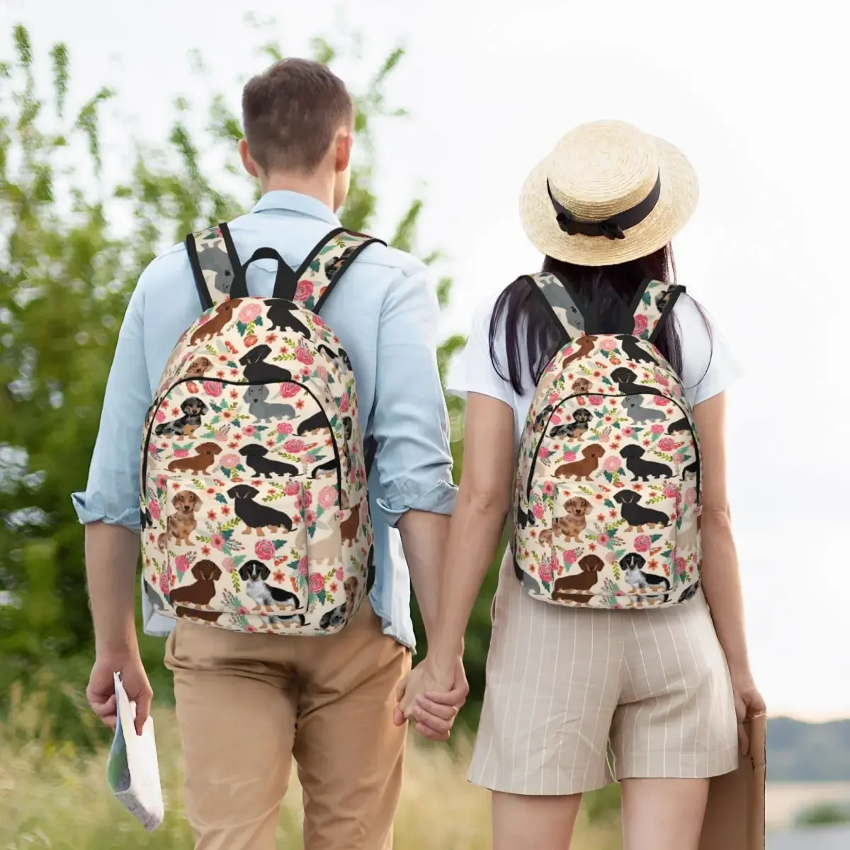 sac à dos floral vintage dachshund dogs pour garçons et filles, cartable d'école pour enfants, sac à dos alth, sac de jardin d'enfants, sac d'extérieur