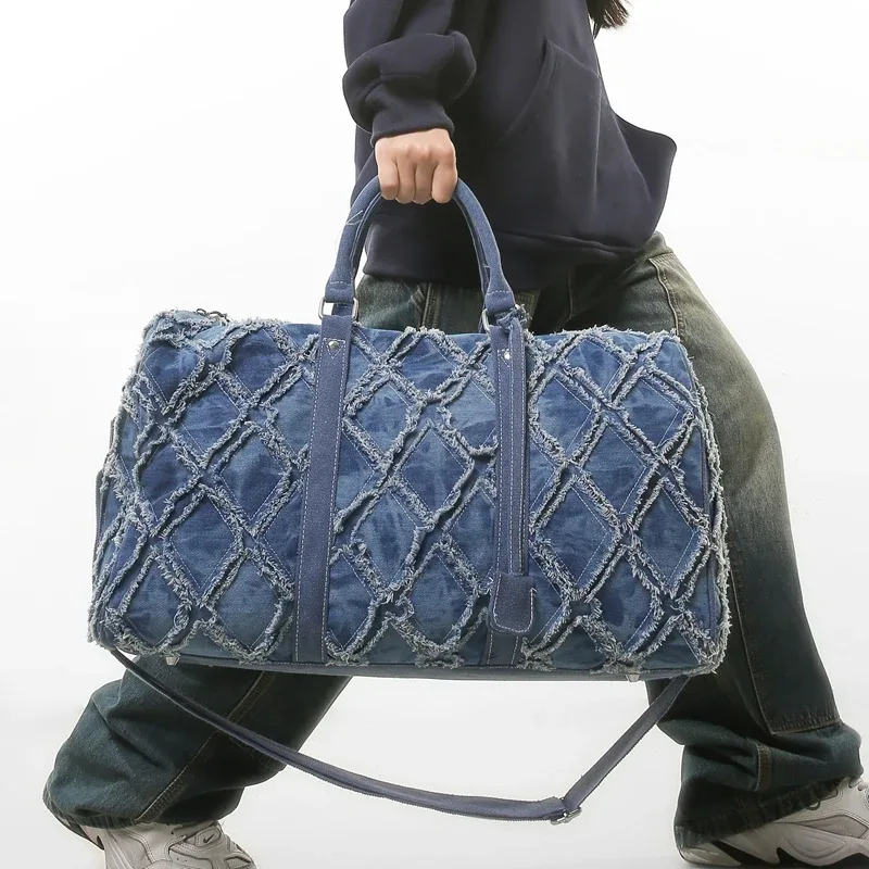 sac de sport en denim sac de voyage tendance sac à bandoulière unisexe sac de sport décontracté avec un design