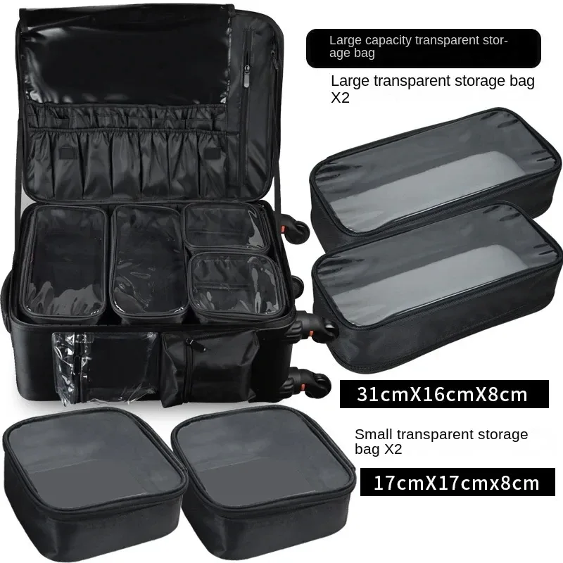 valise de maquillage professionnelle à roulettes, trolley de voyage pour cosmétiques, organisateur de maquillage avec roues