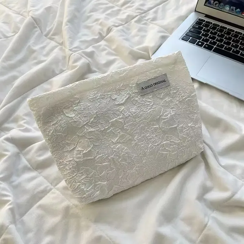 sac portable en relief floral rose, beau sac à cosmétiques élégant, sac de rangement simple de grande capacité, adapté à un usage quotidien