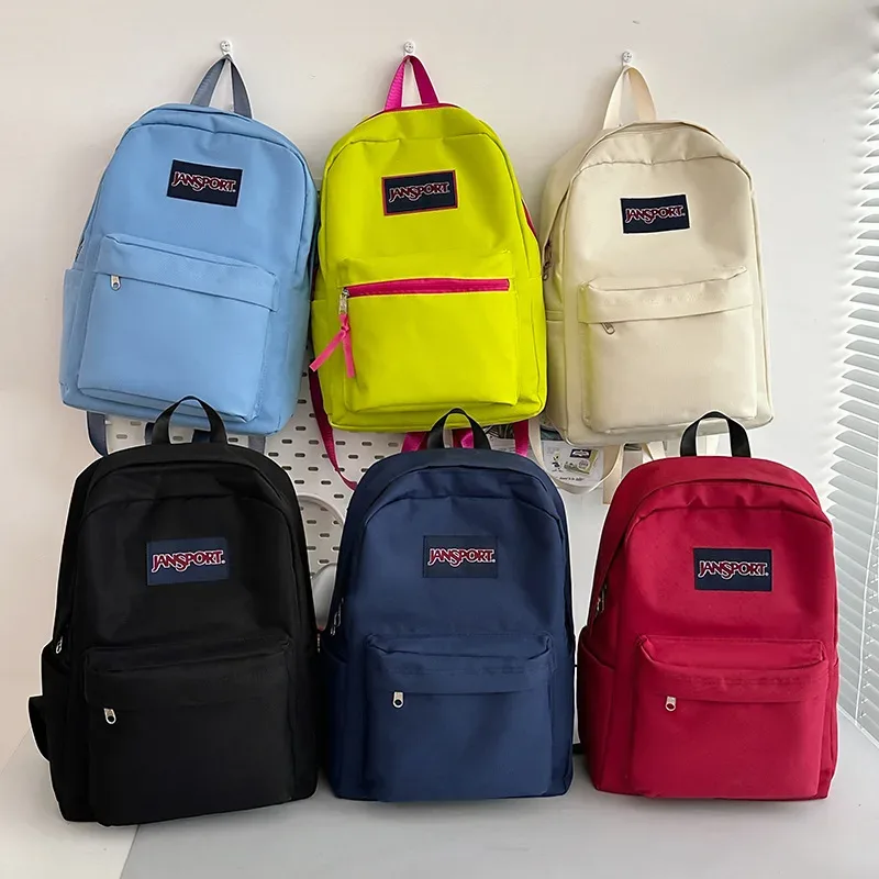 nouveau sac à dos grande capacité unisexe, couleur unie simple, pour le campus et les voyages, haute valeur esthétique, sac à dos à double bretelle pour hommes et femmes