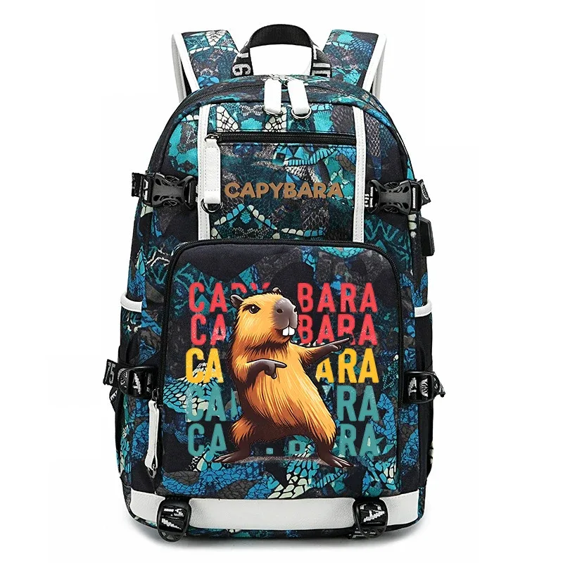 sac à dos d'étudiant à grande capacité avec imprimé de capybara, pour garçons et filles, sac de voyage décontracté, sac d'école léger et durable, utilisation quotidienne