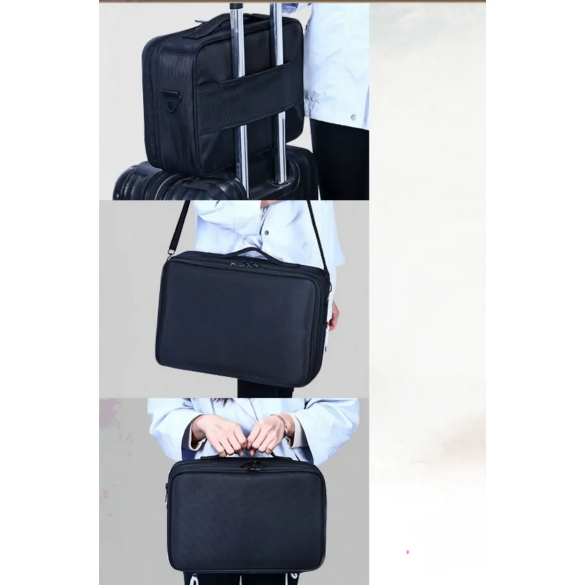grande trousse de maquillage de voyage, organiseur de cosmétiques professionnel pour femmes, portable avec séparateurs ajustables et bandoulière