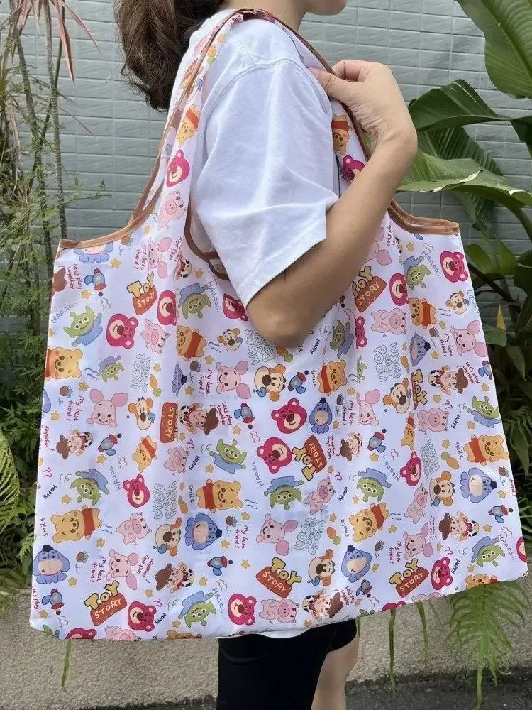 sac à cordon de couleur unie de grande capacité, sac de courses pour supermarché, sac fourre-tout pliable et portable, sac à bandoulière