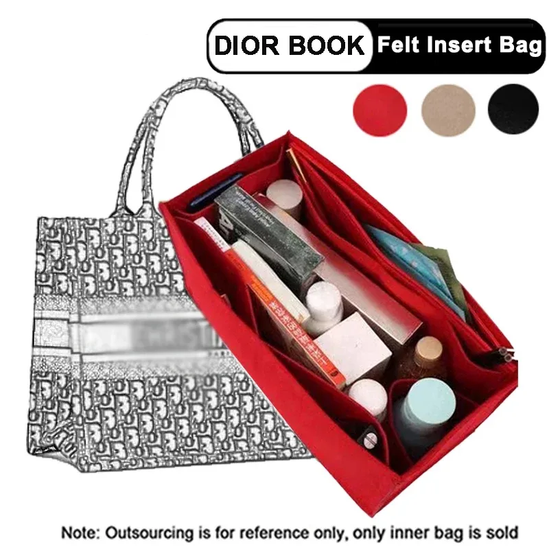 Sac d'insertion en tissu feutré pour livre, sac à main de maquillage, organisateur, sac à main intérieur de voyage, sac à cosmétiques, sac pour maman, fourre-tout ONTHEGO