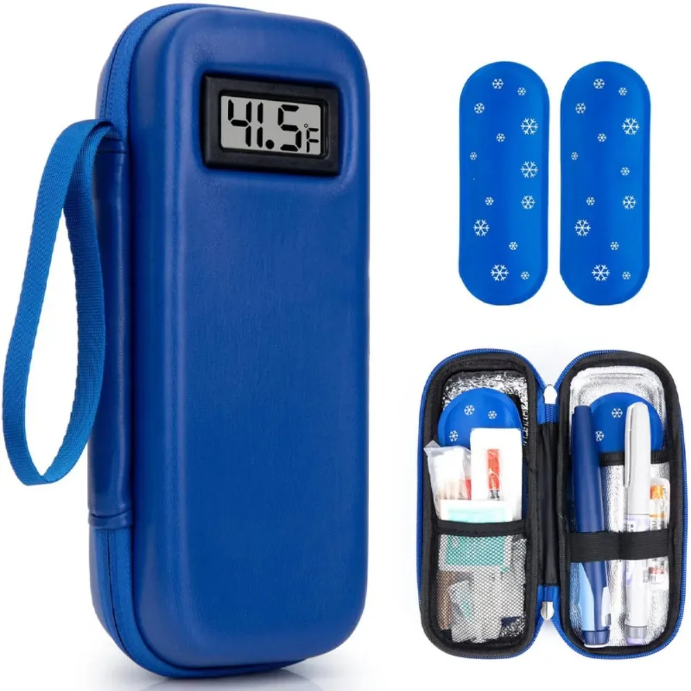 étui de voyage refroidisseur d'insuline avec affichage de thermomètre, sac de rangement de médicaments, sac de refroidissement d'insuline étanche pour les diabétiques