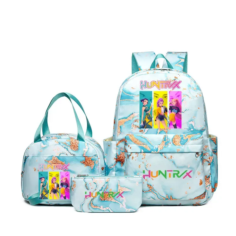 sacs à dos kpop demon hunters avec sacs à déjeuner, sacs d'école légers pour étudiants et adolescents, sac de voyage décontracté pour femmes, 3 pièces/ensembles