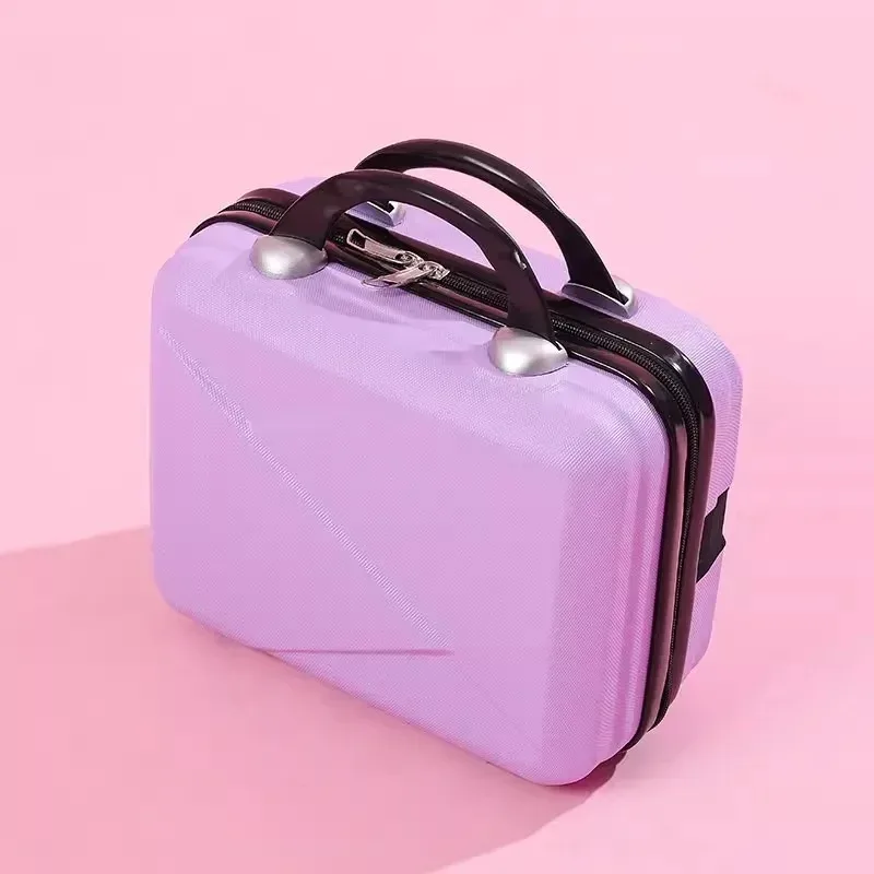 sac de maquillage de voyage pour femmes de 14 pouces, mini valise compacte en plastique abs, design uni, idéal pour un usage personnel